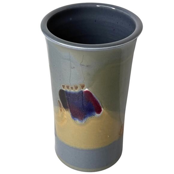 Studio Art Pottery VASE Gray Multi Glaze 9" Alan G Vigland American Crock Signed - Picture 7 of 9